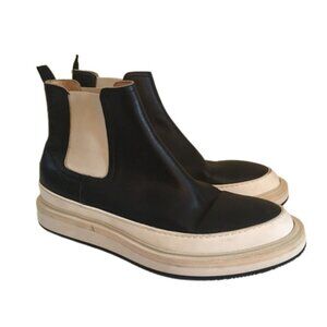 𝅺SARTORI Gold Leather Platform Ankle Chelsea Boots